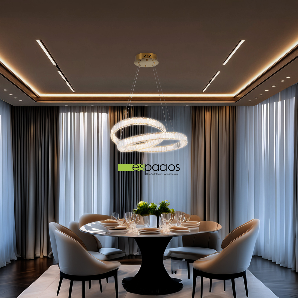 Candil Aurelia LED Dorado con Cristal