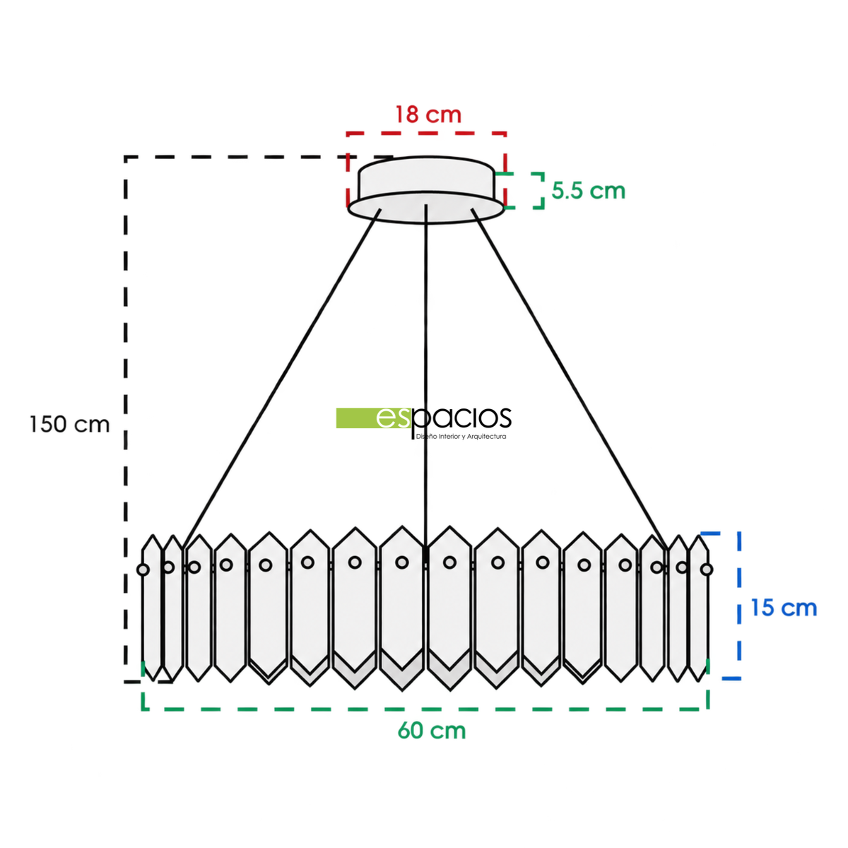 Candil Doré Led con Cristal